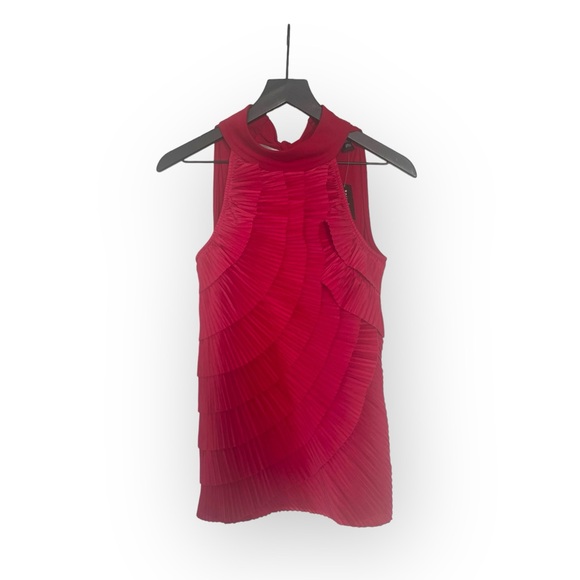 NWT White House Black Market frilly red sleeveless top - Picture 1 of 14